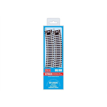 Peco ST2025 HO/OO Setrack Standard Curve 2nd Radius (Pack of 8)